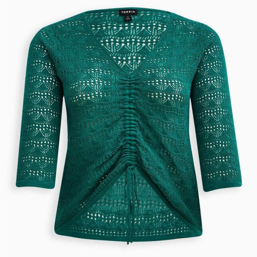 Torrid Open Stitch Pullover V-Neck Cinched Front sz 4x